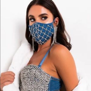 Gorgeous Bejeweled Jean Fashion Face Mask